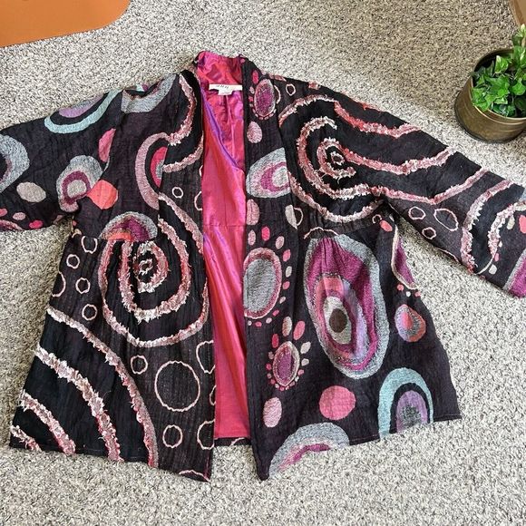 ANU cardigan sweater jacket 100% wool lagenlook hippie Boho Artsy Gypsy XL - Picture 1 of 7